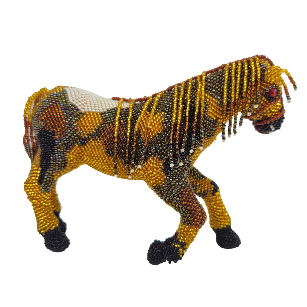Native Zuni‎ Seed Bead Beaded Horse Figurine Sculpture Folk Art Handmade Western